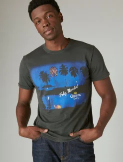 Lucky Brand corona palms jet black*MEN Graphic Tees