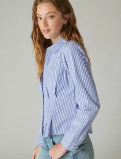 Lucky Brand corset shirt persian jewel stripe*WOMEN Blouses