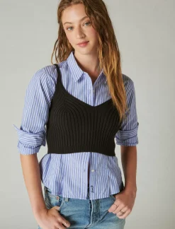 Lucky Brand corset shirt persian jewel stripe*WOMEN Blouses