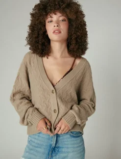 Lucky Brand cozy cable stitch cardigan goat*WOMEN Sweaters & Sweatshirts