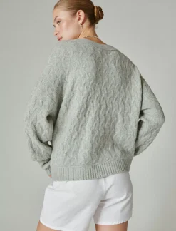 Lucky Brand cozy cable stitch cardigan light heather gray*WOMEN Sweaters & Sweatshirts