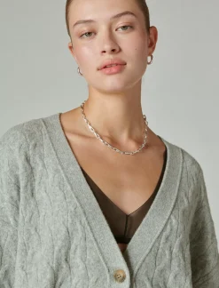 Lucky Brand cozy cable stitch cardigan light heather gray*WOMEN Sweaters & Sweatshirts