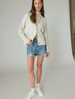 Lucky Brand cozy cable stitch cardigan straw heather*WOMEN Sweaters & Sweatshirts
