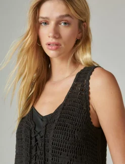 Lucky Brand crochet baja tunic dress meteorite*WOMEN Dresses