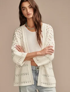 Lucky Brand crochet cardigan tofu*WOMEN Sweaters & Sweatshirts