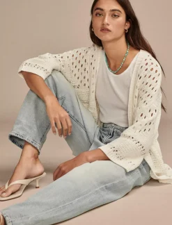 Lucky Brand crochet cardigan tofu*WOMEN Sweaters & Sweatshirts