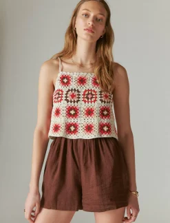 Lucky Brand crochet romper pink granny square*WOMEN Jumpsuits & Overalls