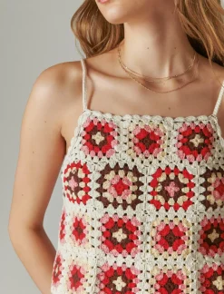 Lucky Brand crochet romper pink granny square*WOMEN Jumpsuits & Overalls