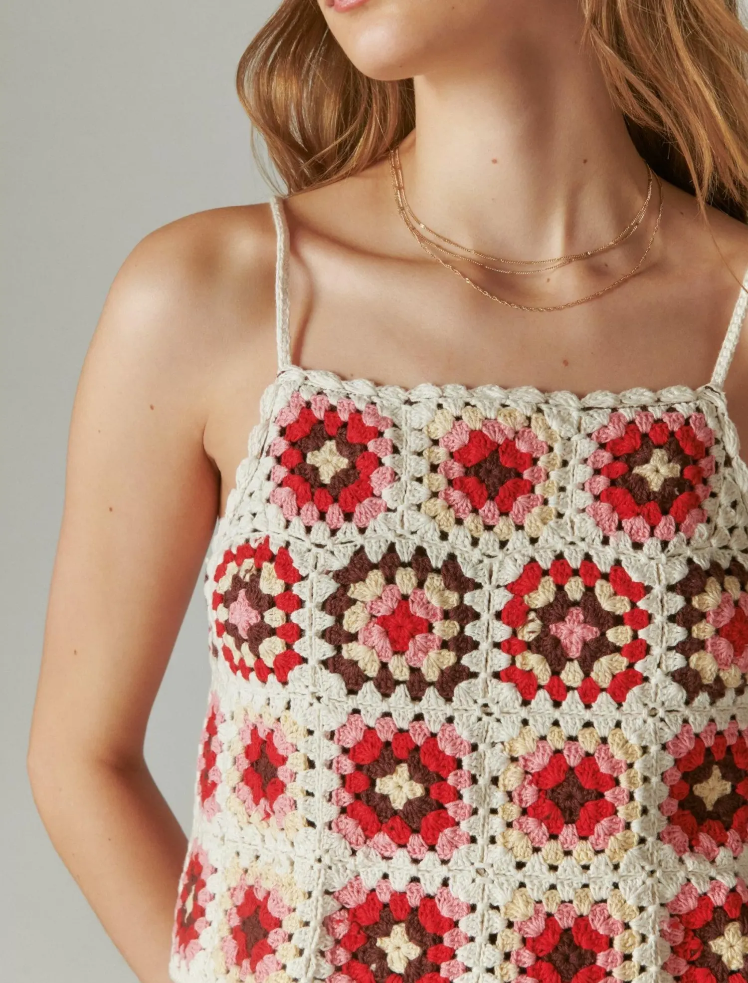 Lucky Brand crochet romper pink granny square*WOMEN Jumpsuits & Overalls