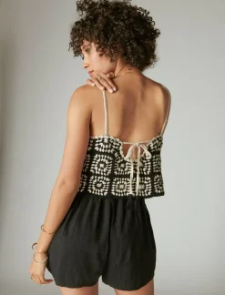 Lucky Brand crochet romper black granny square*WOMEN Jumpsuits & Overalls