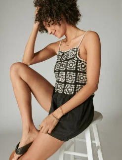 Lucky Brand crochet romper black granny square*WOMEN Jumpsuits & Overalls