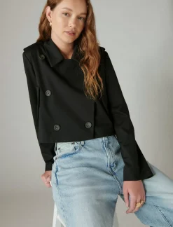Lucky Brand cropped ponte blazer deep black*WOMEN Jackets & Outerwear