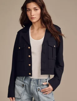 Lucky Brand cropped ponte jacket navy*WOMEN Jackets & Outerwear
