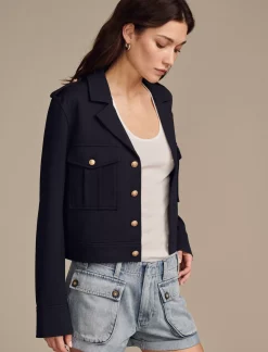 Lucky Brand cropped ponte jacket navy*WOMEN Jackets & Outerwear