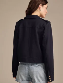 Lucky Brand cropped ponte jacket navy*WOMEN Jackets & Outerwear