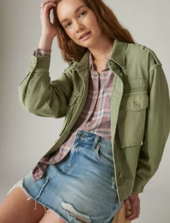 Lucky Brand cropped twill utility jacket olive*WOMEN Jackets & Outerwear