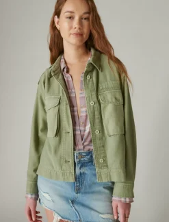 Lucky Brand cropped twill utility jacket olive*WOMEN Jackets & Outerwear