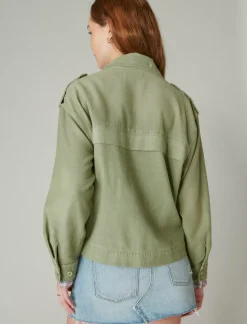 Lucky Brand cropped twill utility jacket olive*WOMEN Jackets & Outerwear
