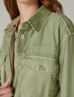 Lucky Brand cropped twill utility jacket olive*WOMEN Jackets & Outerwear