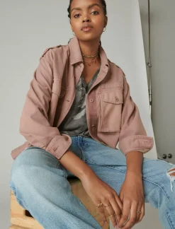 Lucky Brand cropped twill utility jacket mauve*WOMEN Jackets & Outerwear