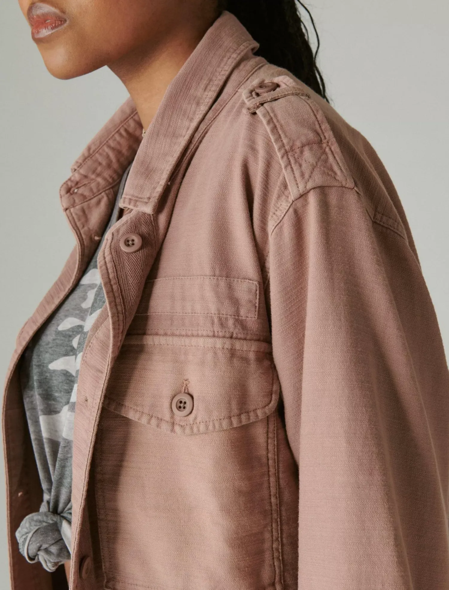Lucky Brand cropped twill utility jacket mauve*WOMEN Jackets & Outerwear