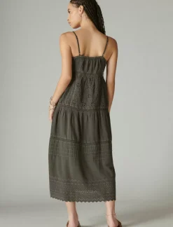 Lucky Brand cutwork paneled maxi dress raven*WOMEN Dresses