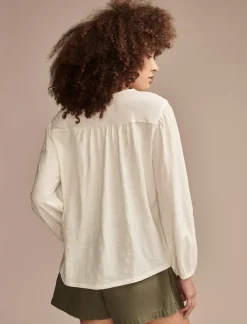 Lucky Brand cutwork peasant top whisper white*WOMEN Blouses