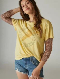 Lucky Brand david bowie alladin sane boyfriend tee dusky citron*WOMEN Graphic Tees
