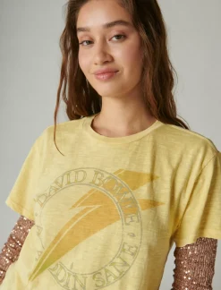 Lucky Brand david bowie alladin sane boyfriend tee dusky citron*WOMEN Graphic Tees