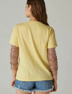 Lucky Brand david bowie alladin sane boyfriend tee dusky citron*WOMEN Graphic Tees