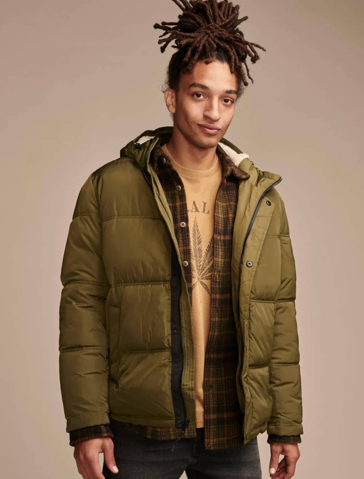 Lucky Brand davis hooded puffer medium dark green*MEN Jackets & Outerwear