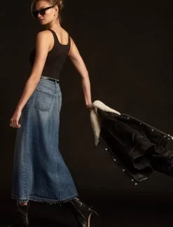 Lucky Brand denim maxi skirt mackie wash*WOMEN Skirts|Jeans