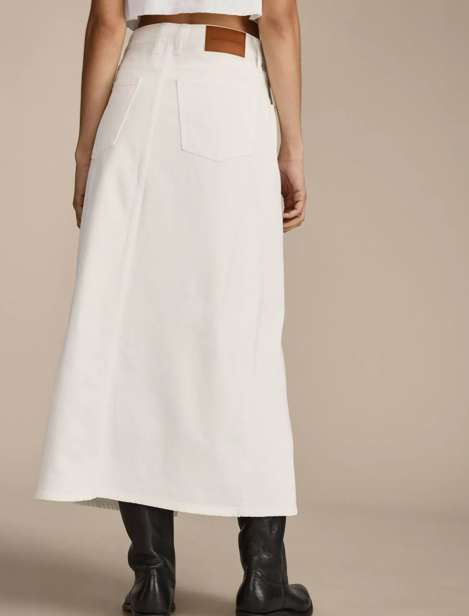 Lucky Brand denim maxi skirt with slit bright white*WOMEN Skirts|Jeans