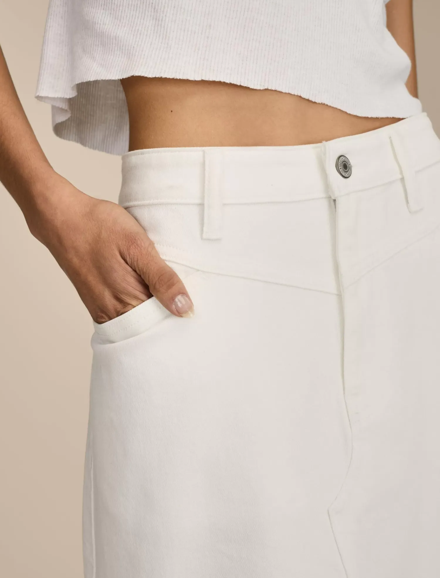 Lucky Brand denim maxi skirt with slit bright white*WOMEN Skirts|Jeans