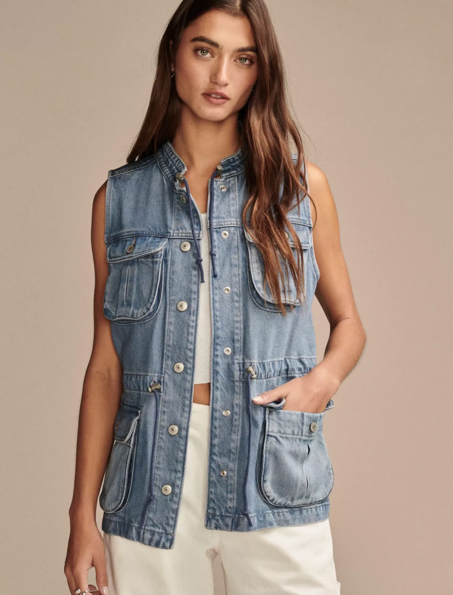 Lucky Brand denim utility vest lakeside*WOMEN Jackets & Outerwear|Jeans