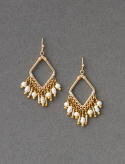 Lucky Brand diamond pearl drop earring gold*WOMEN Jewelry
