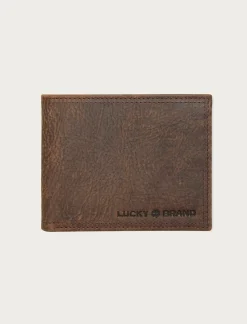 Lucky Brand double stitched leather bifold wallet dark brown*MEN Bags & Wallets