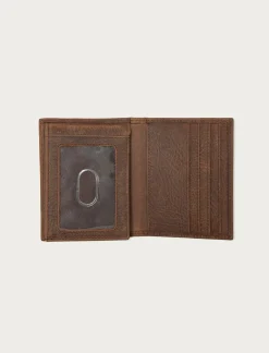 Lucky Brand double stitched leather l-fold wallet dark brown*MEN Bags & Wallets