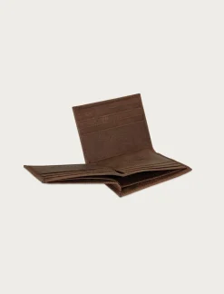 Lucky Brand double stitched leather l-fold wallet dark brown*MEN Bags & Wallets