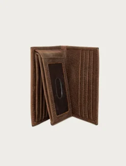 Lucky Brand double stitched leather l-fold wallet dark brown*MEN Bags & Wallets