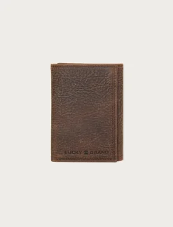 Lucky Brand double stitched leather trifold wallet dark brown*MEN Bags & Wallets