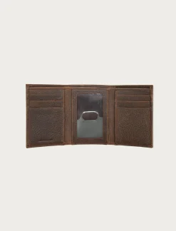 Lucky Brand double stitched leather trifold wallet dark brown*MEN Bags & Wallets