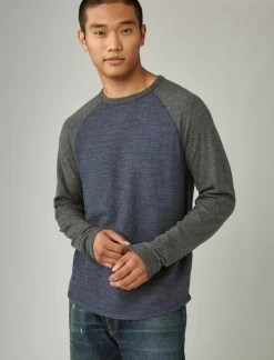 Lucky Brand duo fold long sleeve baseball blue multi*MEN Shirts & Tops