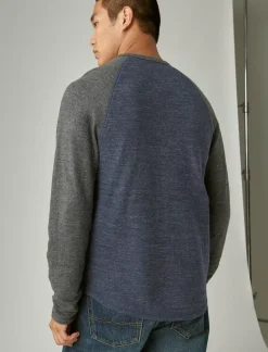 Lucky Brand duo fold long sleeve baseball blue multi*MEN Shirts & Tops