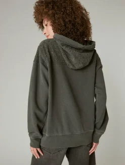 Lucky Brand embroidered yoke hoodie raven*WOMEN Activewear