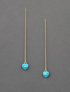 Lucky Brand enamel heart threader earring gold*WOMEN Jewelry