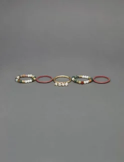 Lucky Brand enamel pearl ring stack gold*WOMEN Jewelry