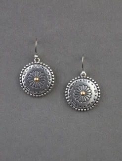 Lucky Brand etch concho coin drop earring two tone*WOMEN Jewelry