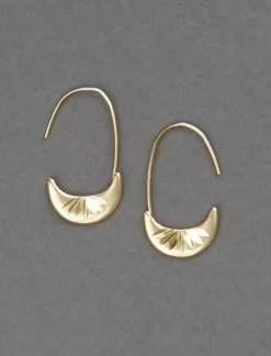 Lucky Brand etch threader hoop earring gold*WOMEN Jewelry