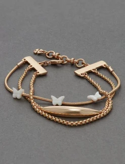 Lucky Brand etched butterfly multi chain bracelet gold*WOMEN Jewelry